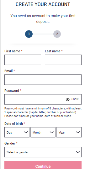 maria casino registration